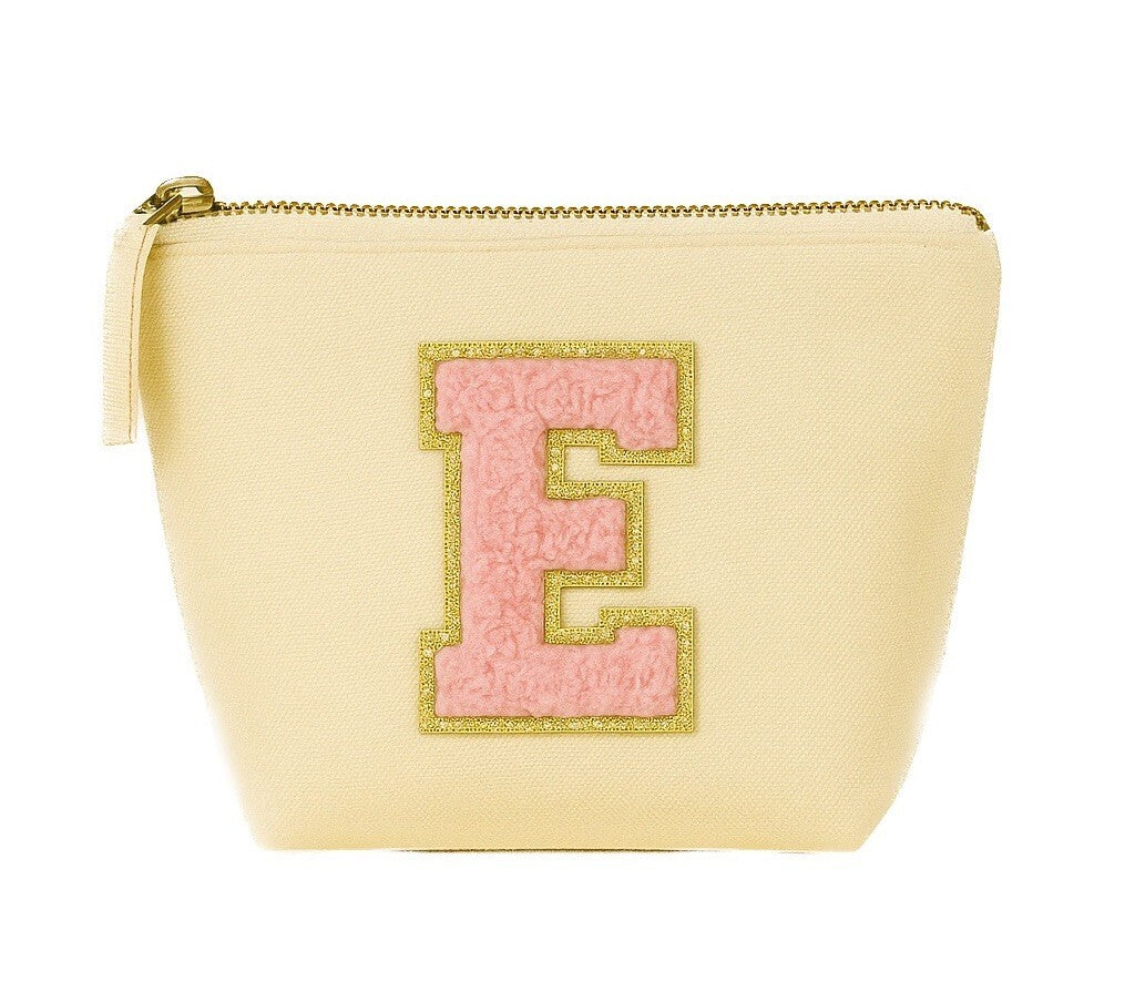 Kosmetiktasche S Beige • DIY Initiale Rosa A–Z zum Kleben • Reise & Geschenkidee