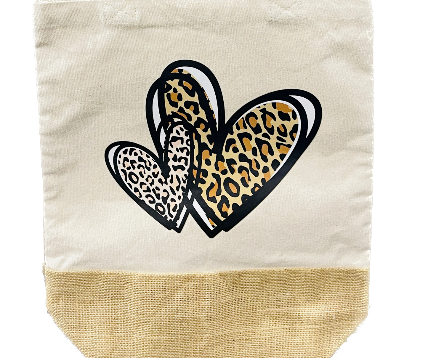 Jute Base Canvas Schultertasche Shopper XL beige XOXO leo Herz