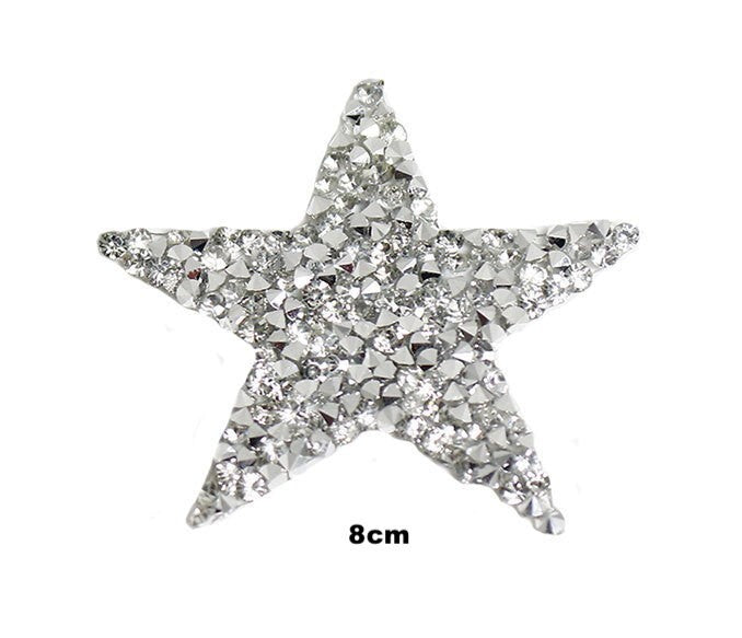 8cm Strass Stern Glitzer AB Patches zum Aufbügeln DIY Bügelbild für Kleidung