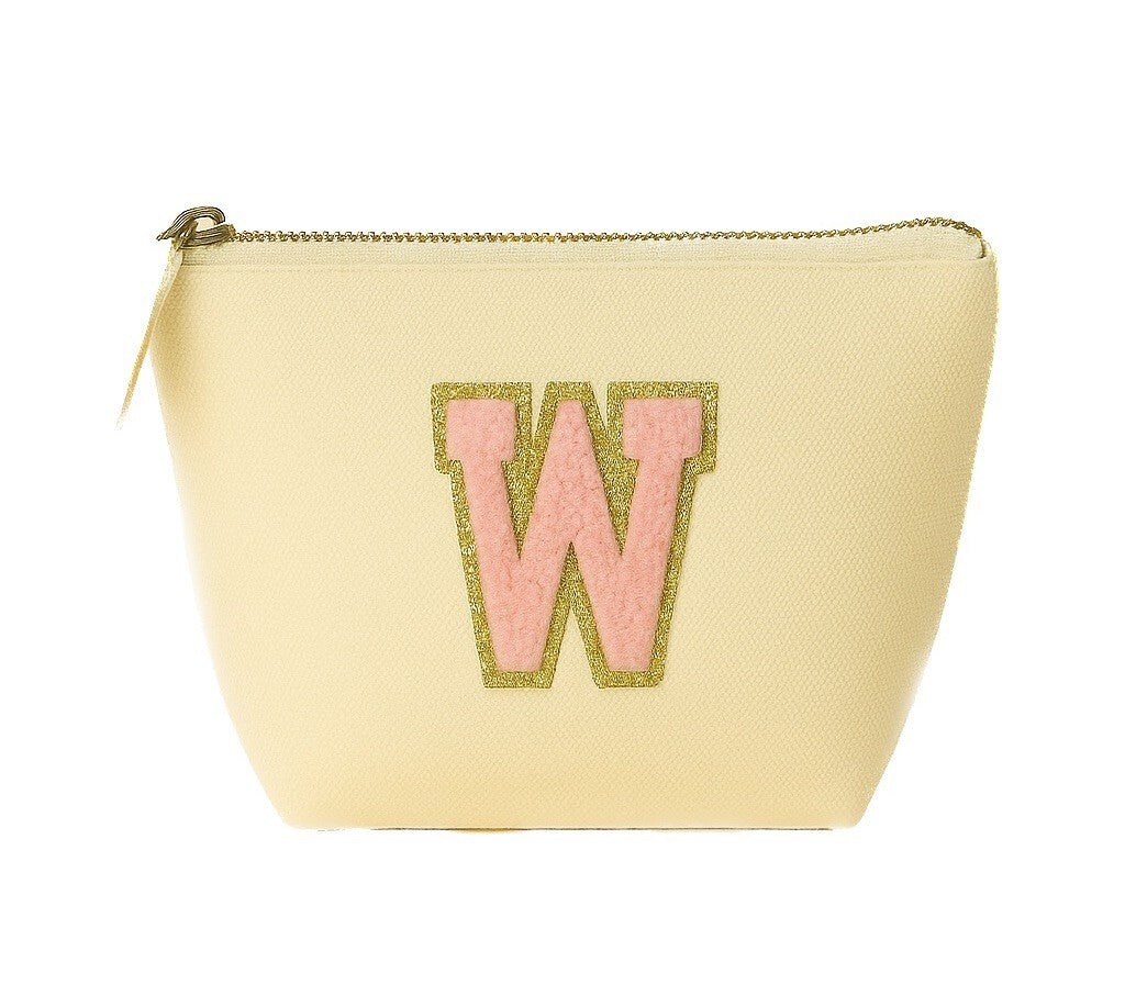 Kosmetiktasche S Beige • DIY Initiale Rosa A–Z zum Kleben • Reise & Geschenkidee