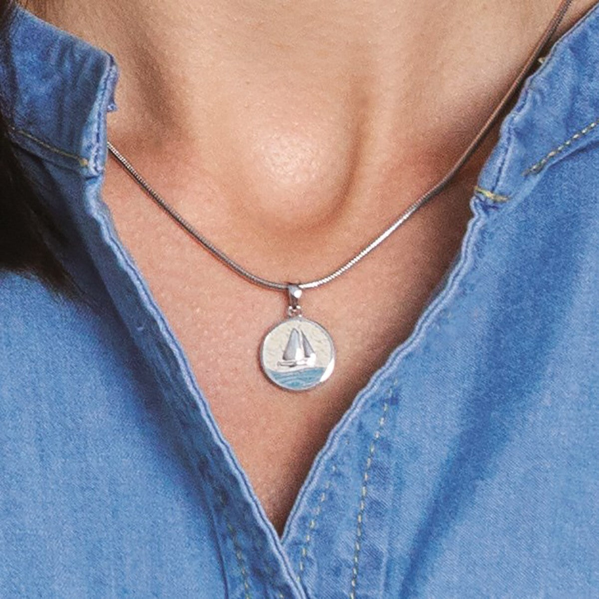 DUR Schmuck Anhänger "Ahoi" Strandsand/Steinsand Silber 925 rhodiniert P3847