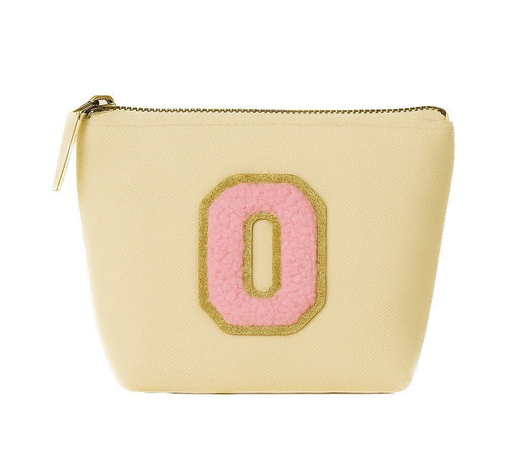 Kosmetiktasche S Beige • DIY Initiale Rosa A–Z zum Kleben • Reise & Geschenkidee