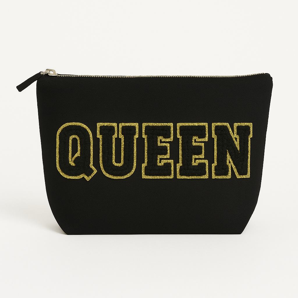 Kulturtasche mit Wunschtext Schwarz – DIY oder fertig – Queen/King/Mama/Papa/Set