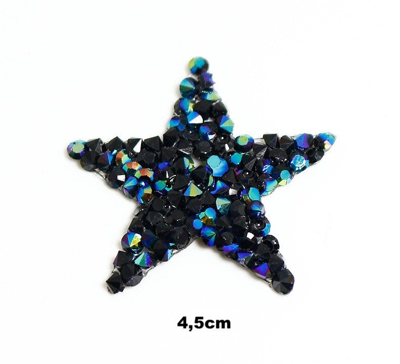 4,5cm Strass Stern Glitzer AB Patches zum Aufbügeln DIY Bügelbild für Kleidung