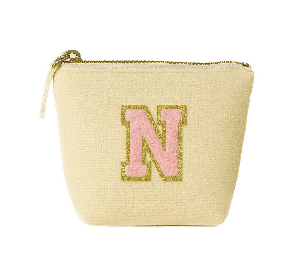 Kosmetiktasche S Beige • DIY Initiale Rosa A–Z zum Kleben • Reise & Geschenkidee