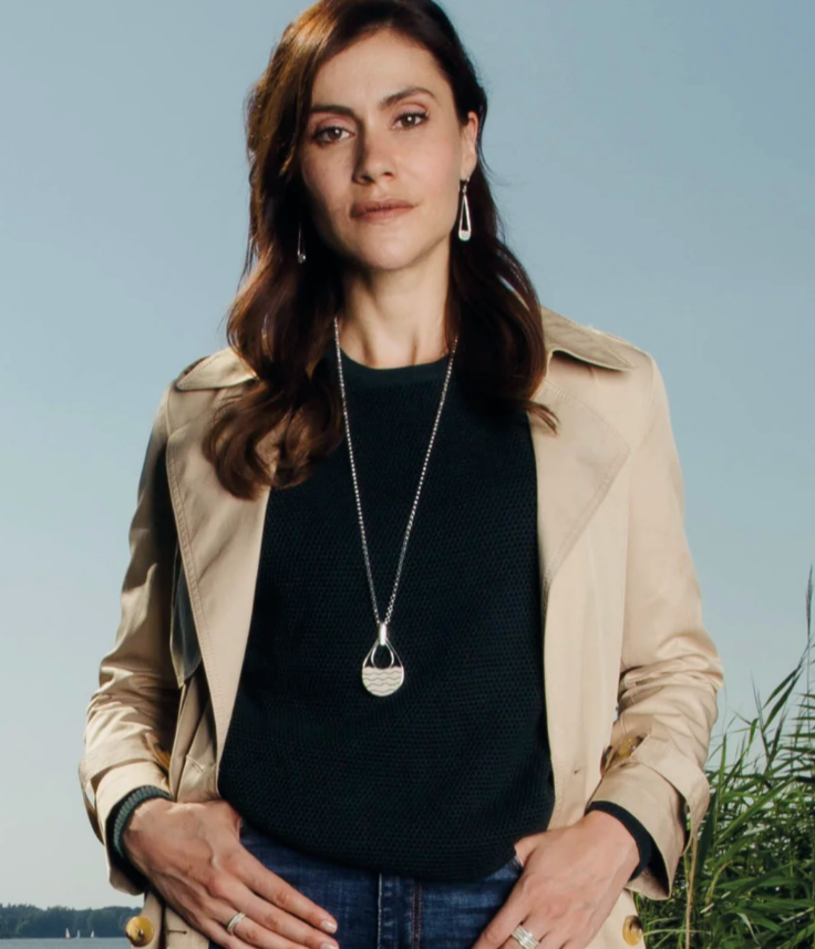 DUR Schmuck Anhänger "Strandwellen" mit Strandsand P3583 Extra Groß