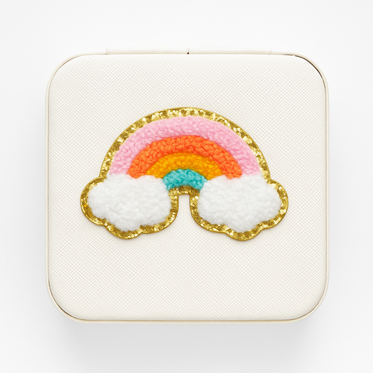 DIY Schmuckbox mit Regenbogen Aufkleber-Patch – Geschenkidee zum Selbstgestalten