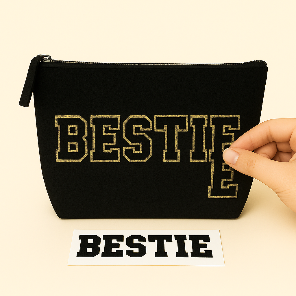 Kulturtasche mit Wunschtext Schwarz – DIY oder fertig – Queen/King/Mama/Papa/Set