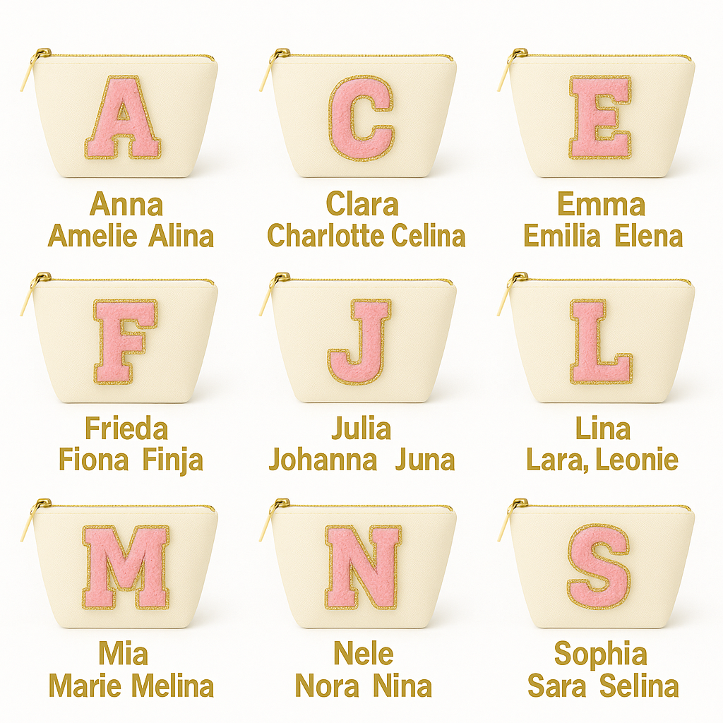 Kosmetiktasche S beige – mit Buchstabe Rosa fertig montiert – Top 10 Bestseller