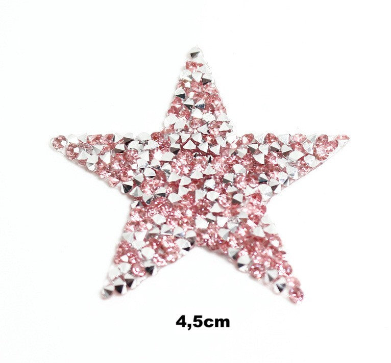 4,5cm Strass Stern Glitzer AB Patches zum Aufbügeln DIY Bügelbild für Kleidung