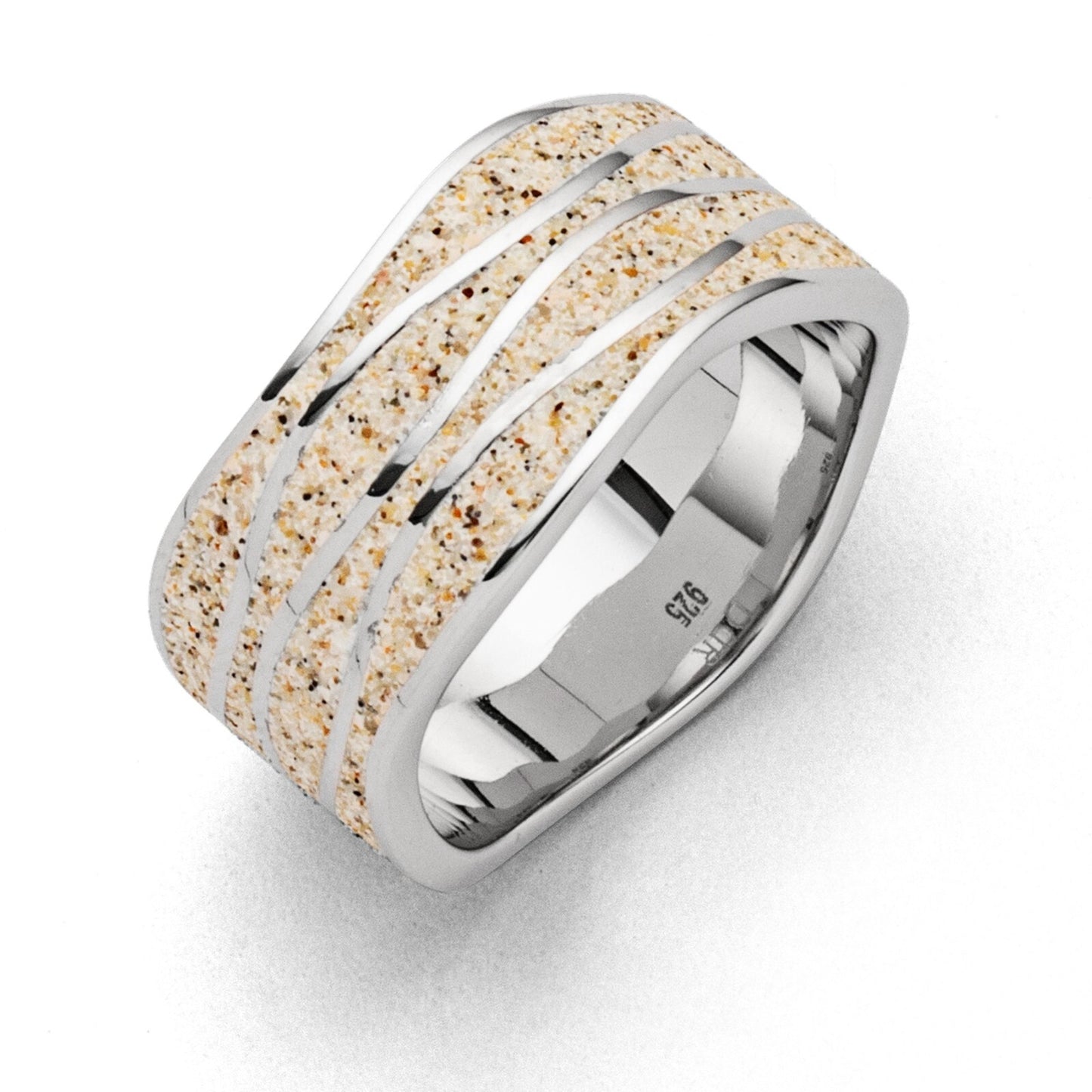DUR 925 Silber Schmuck Ring "Strandwellen" mit Strandsand R4801 NEU