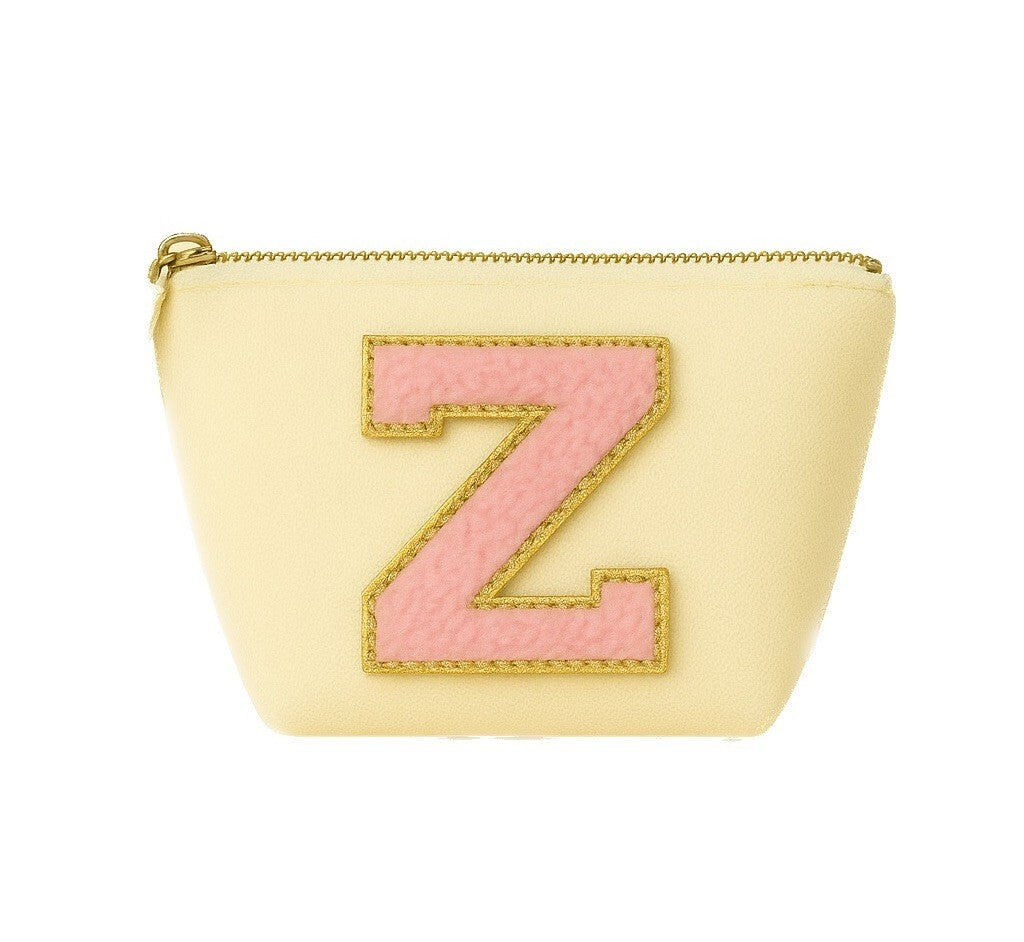 Kosmetiktasche S Beige • DIY Initiale Rosa A–Z zum Kleben • Reise & Geschenkidee