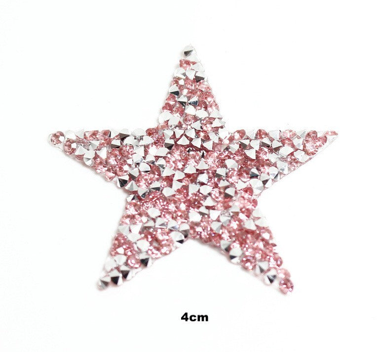 4cm Strass Stern Glitzer AB Patches zum Aufbügeln DIY Bügelbild für Kleidung