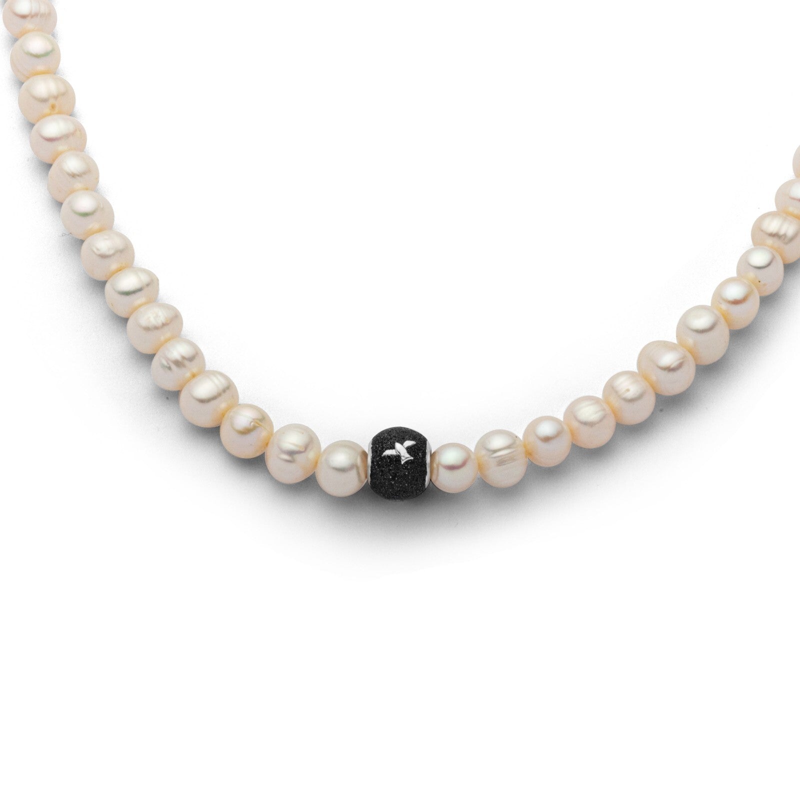 DUR Schmuck Kette PERLE LAVASANDBEAD 45cm Silber 925/- rhod K2481