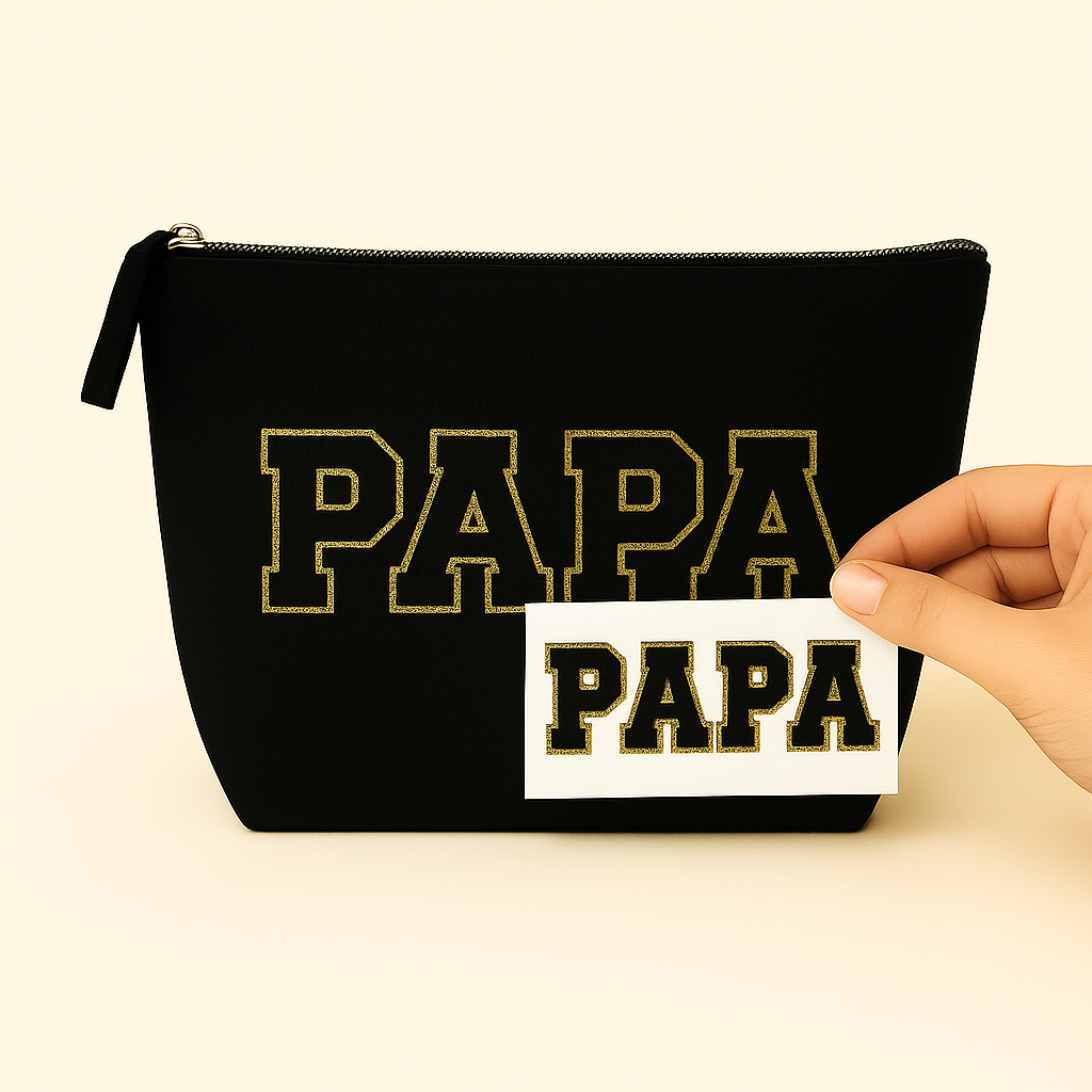 Kulturtasche mit Wunschtext Schwarz – DIY oder fertig – Queen/King/Mama/Papa/Set