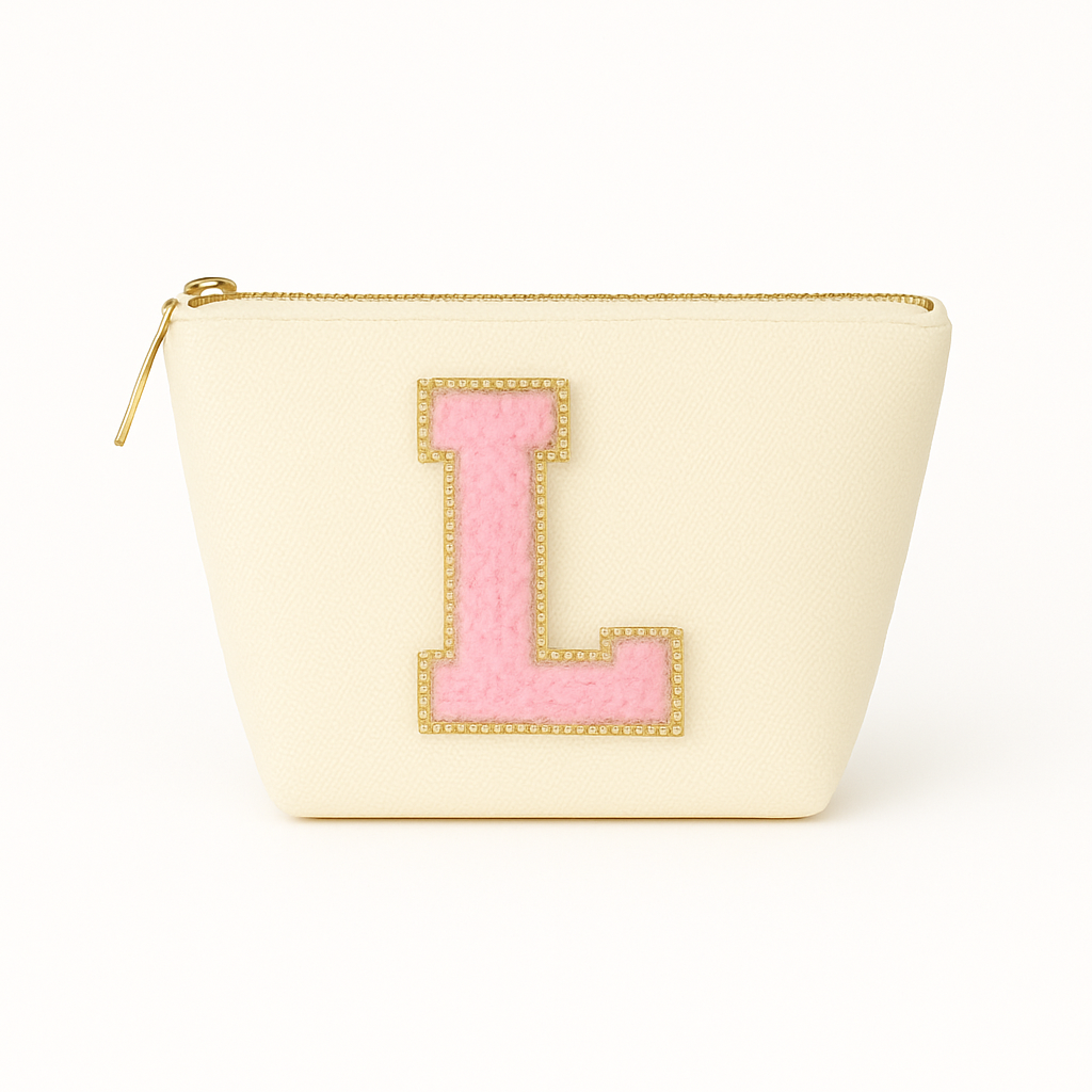 Kosmetiktasche S beige – mit Buchstabe Rosa fertig montiert – Top 10 Bestseller