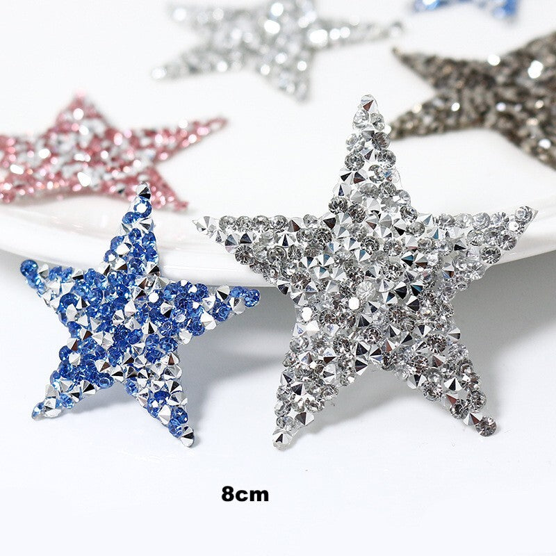 8cm Strass Stern Glitzer AB Patches zum Aufbügeln DIY Bügelbild für Kleidung