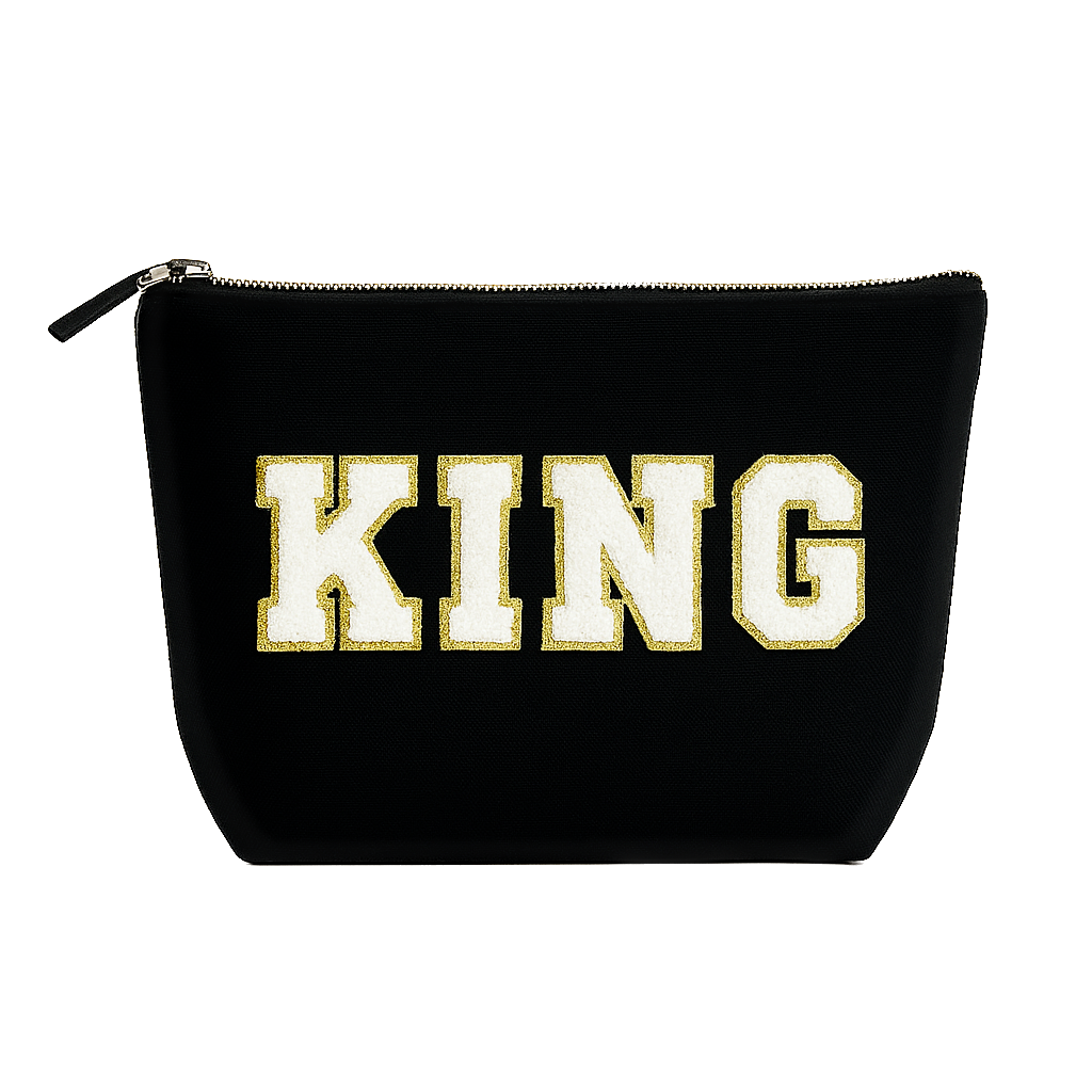 Kulturbeutel L Vatertag schwarz – PAPA KING BOSS – Wunschtext DIY oder fertig