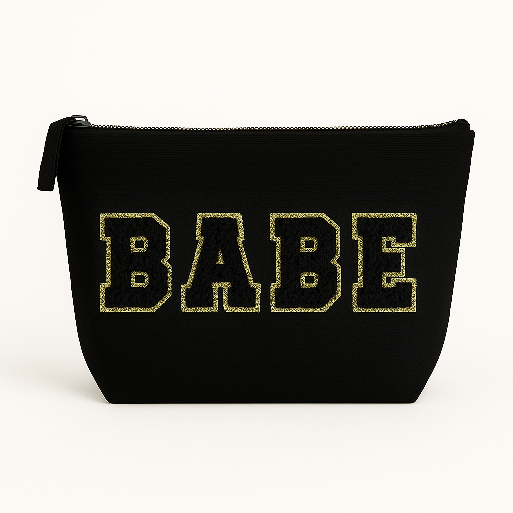 Kulturtasche mit Wunschtext Schwarz – DIY oder fertig – Queen/King/Mama/Papa/Set