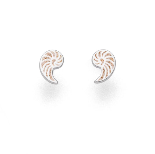 DUR Silber Schmuck Ohrring Ohrstecker "Sandnautilus" Strandsand O5132