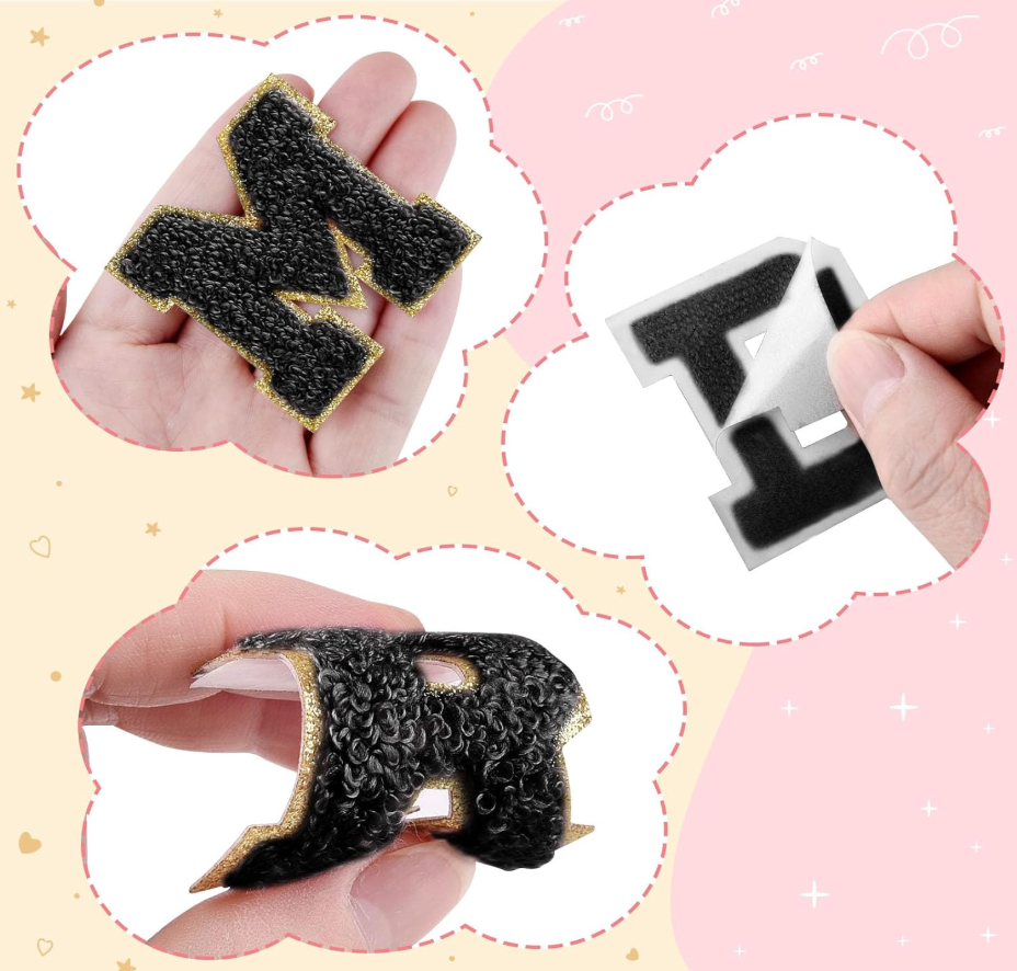 schwarz A-Z Buchstaben-Aufkleber für DIY-Kleidung Schuhe Taschen Handyhülle