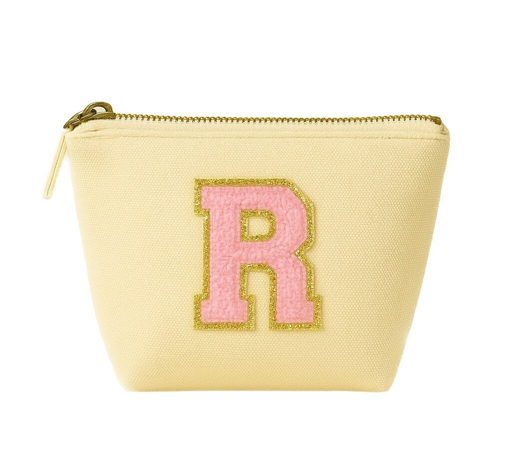 Kosmetiktasche S Beige • DIY Initiale Rosa A–Z zum Kleben • Reise & Geschenkidee