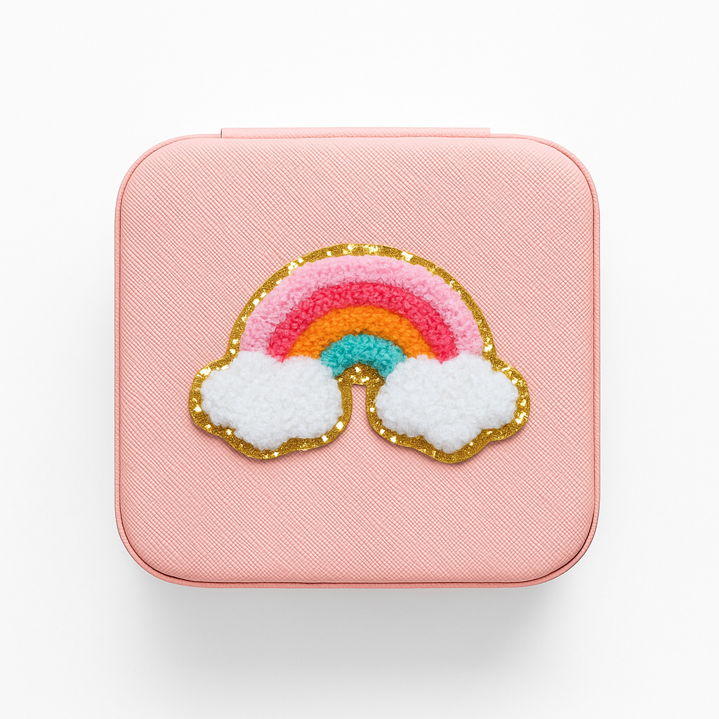 DIY Schmuckbox mit Regenbogen Aufkleber-Patch – Geschenkidee zum Selbstgestalten