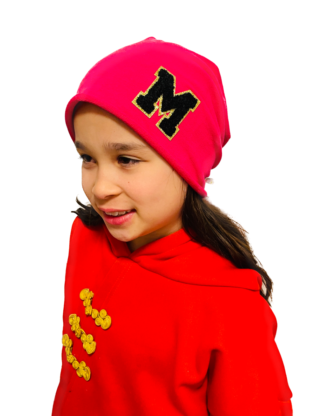 Initiale M Damen Jersey Beanie Summer schwarz pink grau blau