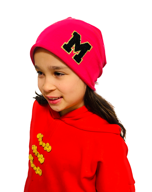 Initiale M Damen Jersey Beanie Summer schwarz pink grau blau