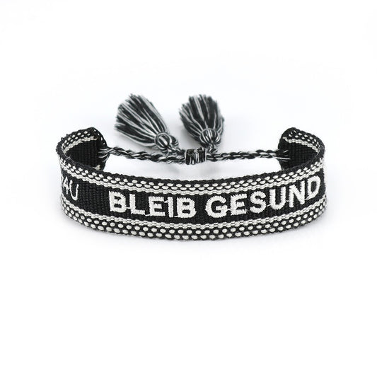 Gift4U Damen Unisex Armband Freundschaftsarmbänder "Bleib Gesund" rosa schwarz