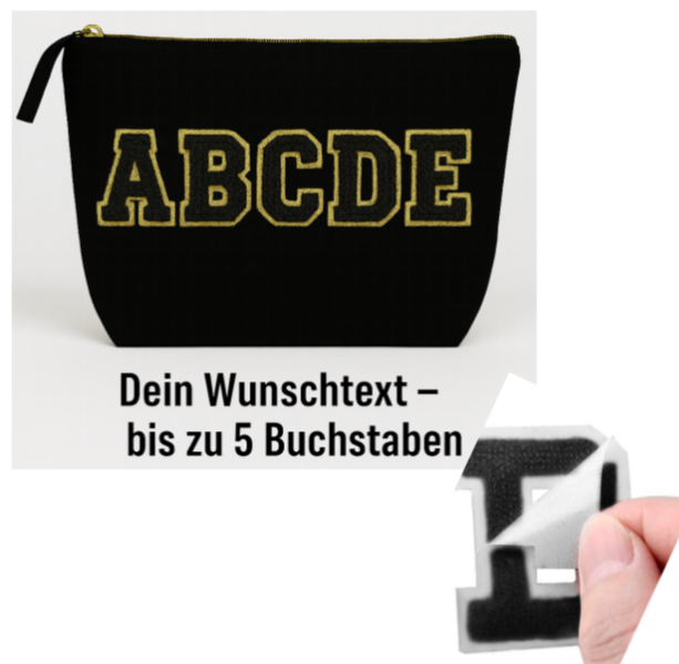 Kulturtasche mit Wunschtext Schwarz – DIY oder fertig – Queen/King/Mama/Papa/Set