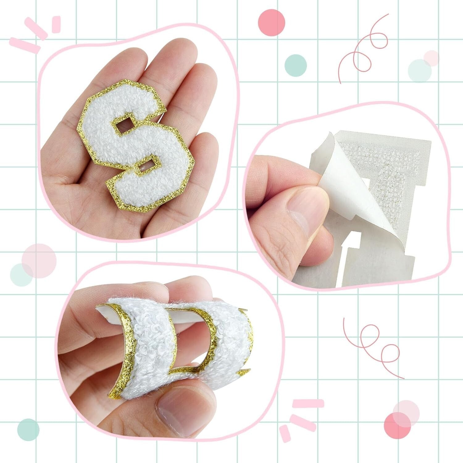 weiß A-Z Buchstaben-Aufkleber für DIY-Kleidung Schuhe Taschen Handyhülle