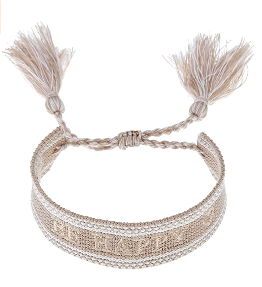 Gift4U Damen Armband Freundschaftsarmbänder Love Dream "BE HAPPY" beige