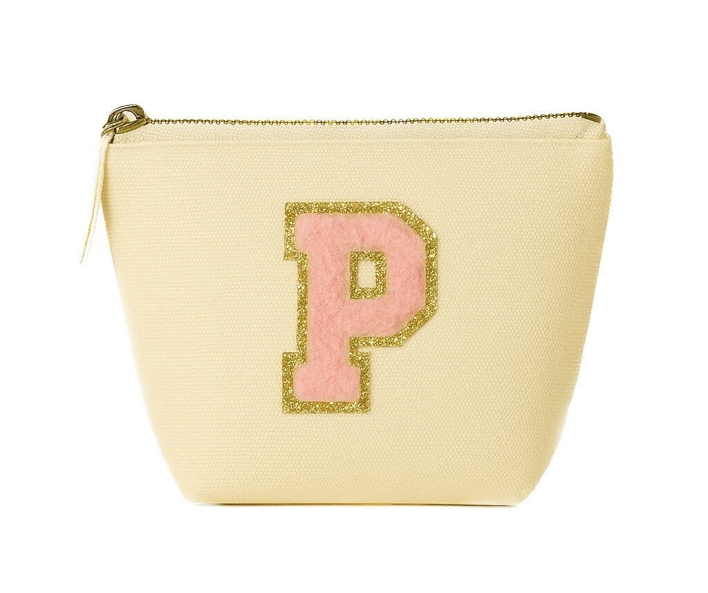 Kosmetiktasche S Beige • DIY Initiale Rosa A–Z zum Kleben • Reise & Geschenkidee