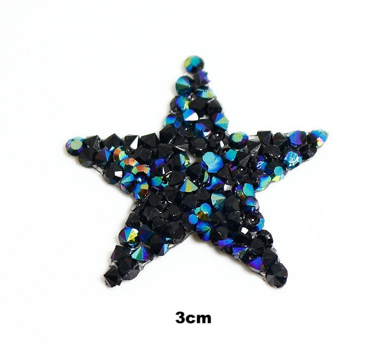 3cm Strass Stern Glitzer AB Patches zum Aufbügeln DIY Bügelbild für Kleidung