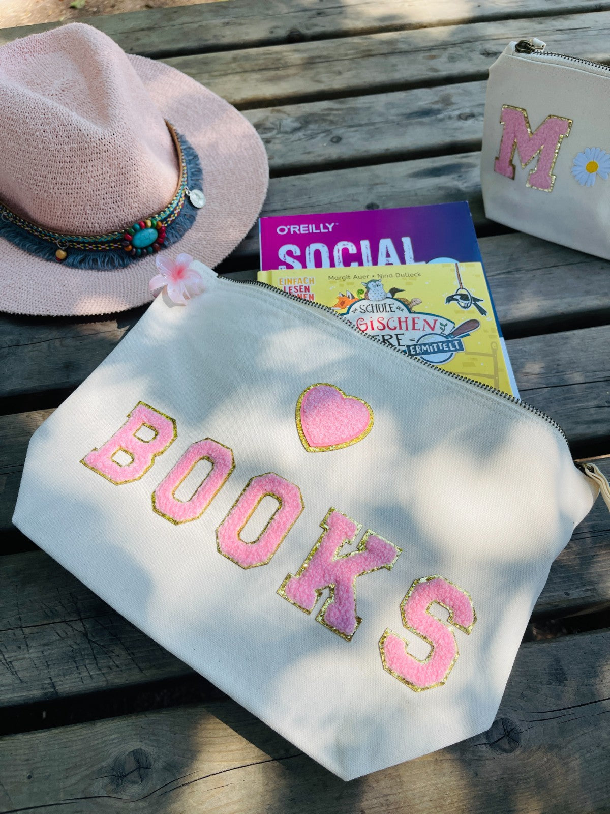 Große Buchhülle Büchertasche Lesetasche Schutztasche für Bücher personalisiert L