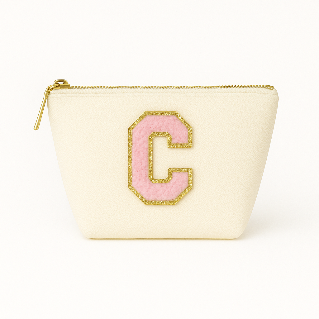 Kosmetiktasche S beige – mit Buchstabe Rosa fertig montiert – Top 10 Bestseller