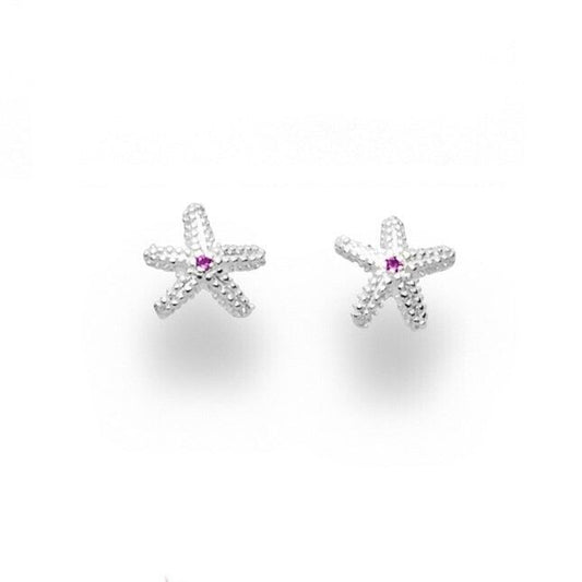 DUR Schmuck 925 Silber Ohrstecker ''Seestern'' pink S1496