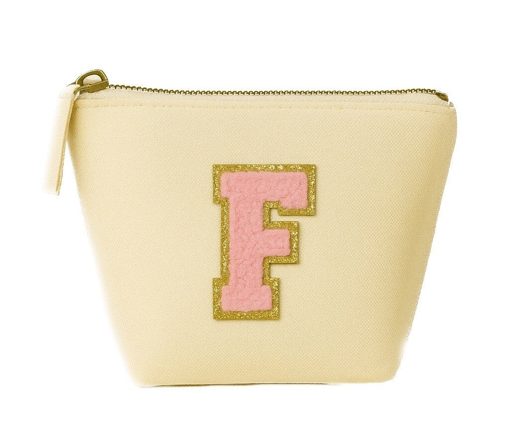 Kosmetiktasche S Beige • DIY Initiale Rosa A–Z zum Kleben • Reise & Geschenkidee