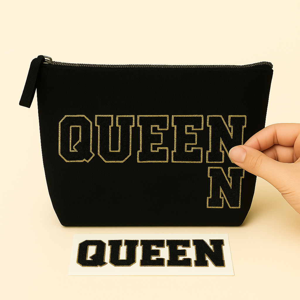 Kulturtasche mit Wunschtext Schwarz – DIY oder fertig – Queen/King/Mama/Papa/Set
