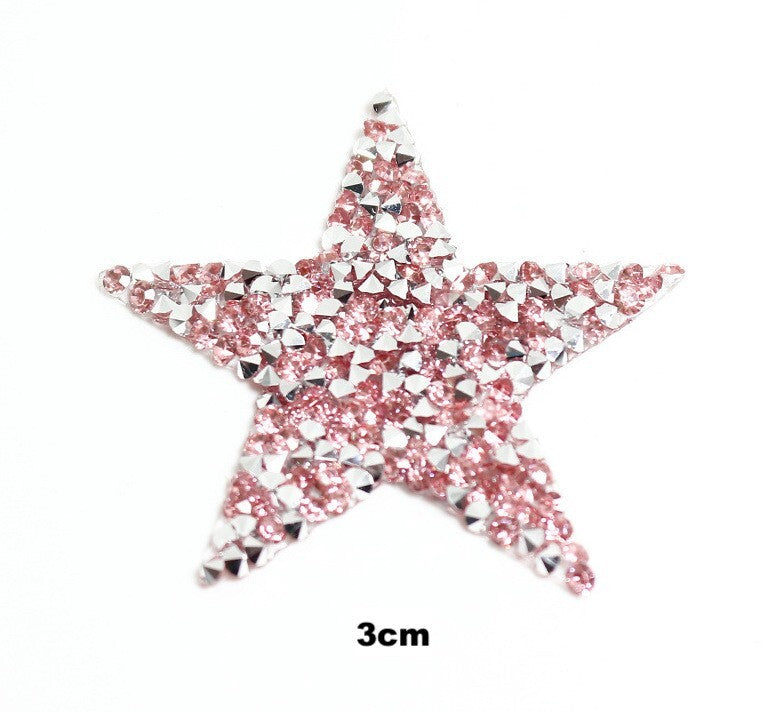 3cm Strass Stern Glitzer AB Patches zum Aufbügeln DIY Bügelbild für Kleidung