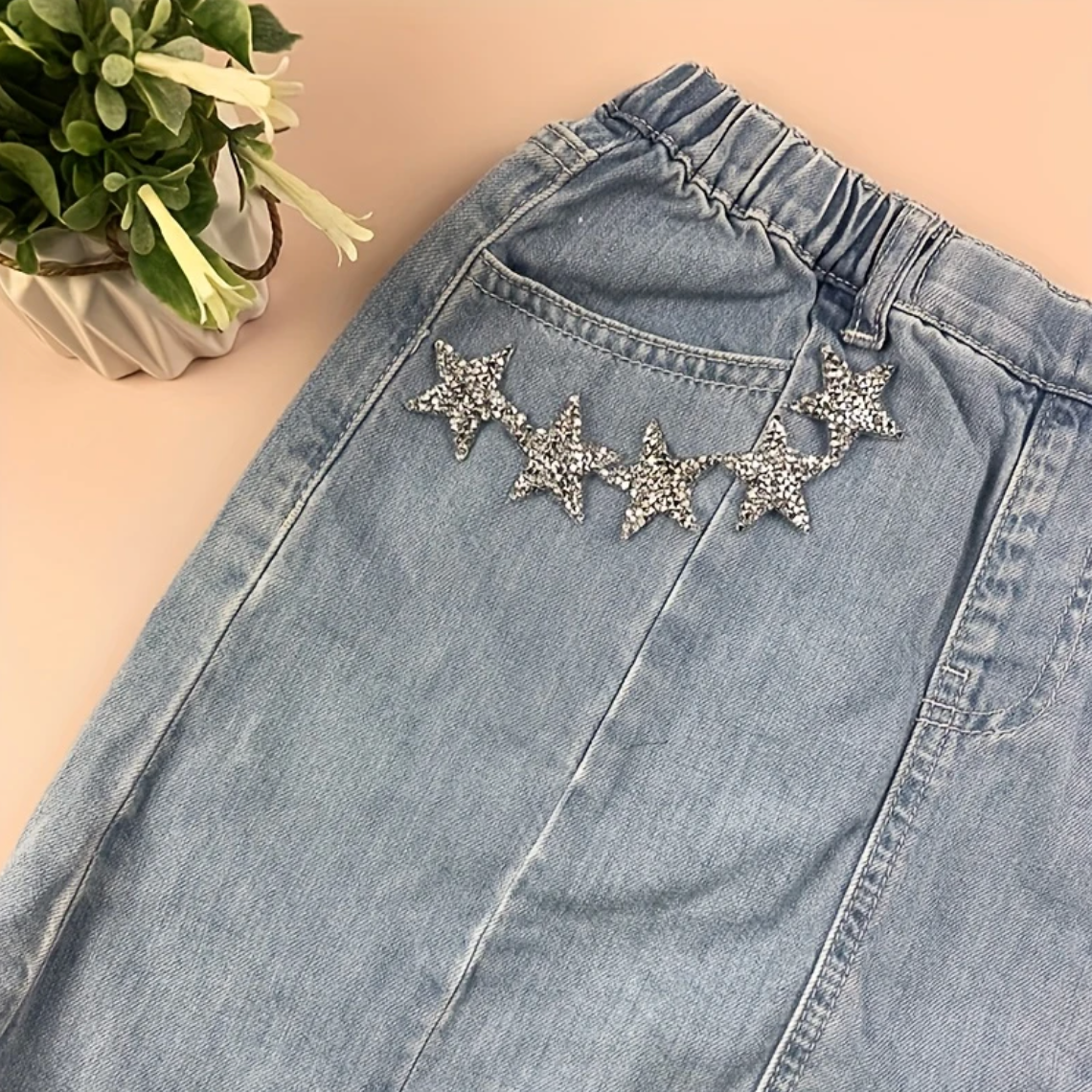 3cm Strass Stern Glitzer AB Patches zum Aufbügeln DIY Bügelbild für Kleidung