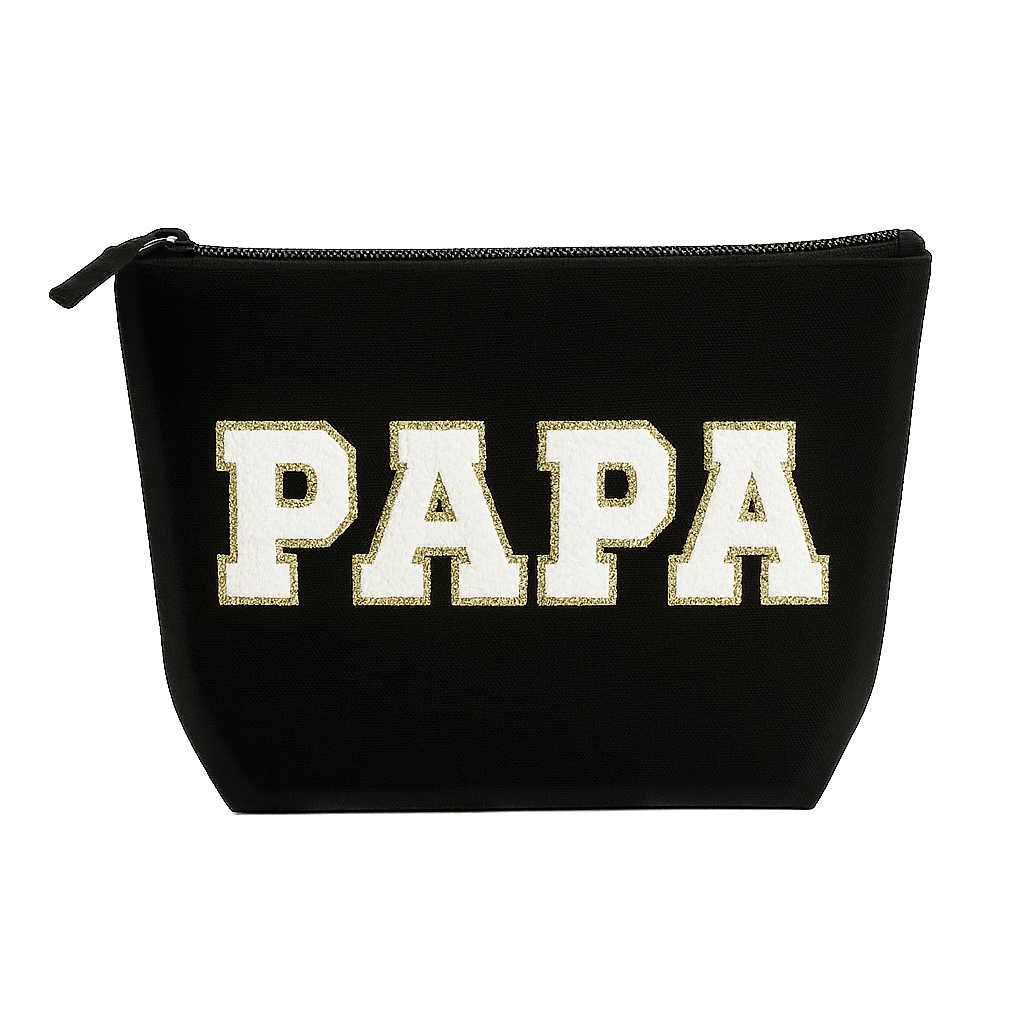Kulturbeutel L Vatertag schwarz – PAPA KING BOSS – Wunschtext DIY oder fertig