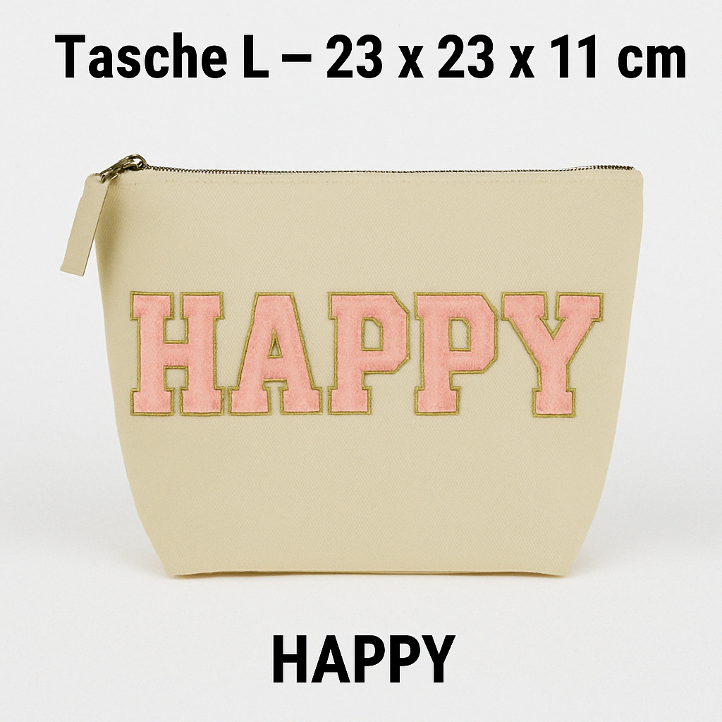 Kosmetiktasche L personalisiert • DIY Tasche mit Wunschname • Happy Geschenk