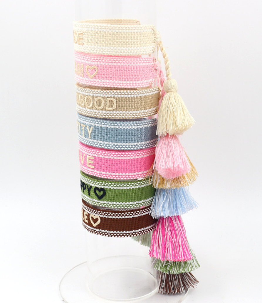 Gift4U Damen Armband Freundschaftsarmbänder Love Dream "BE HAPPY" beige