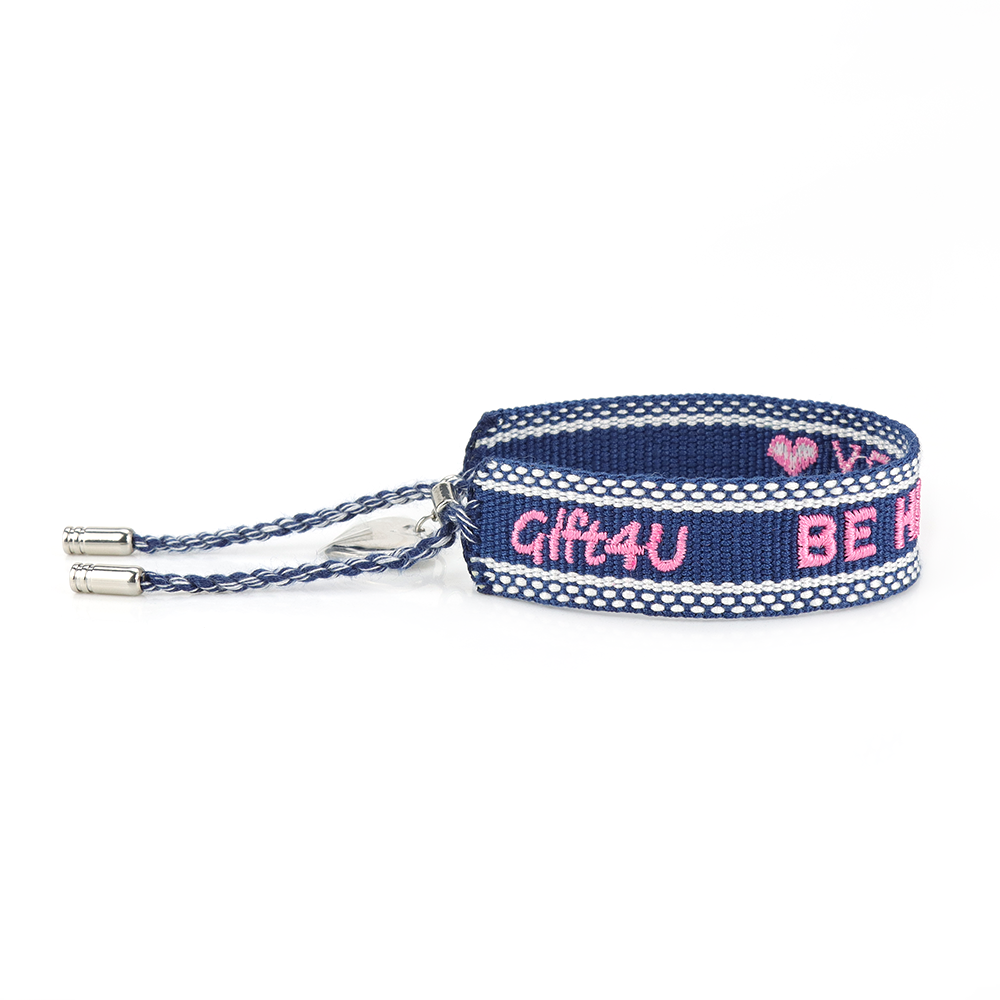 Gift4U Damen Armband Freundschaftsarmbänder "BE HAPPY" rosa blau