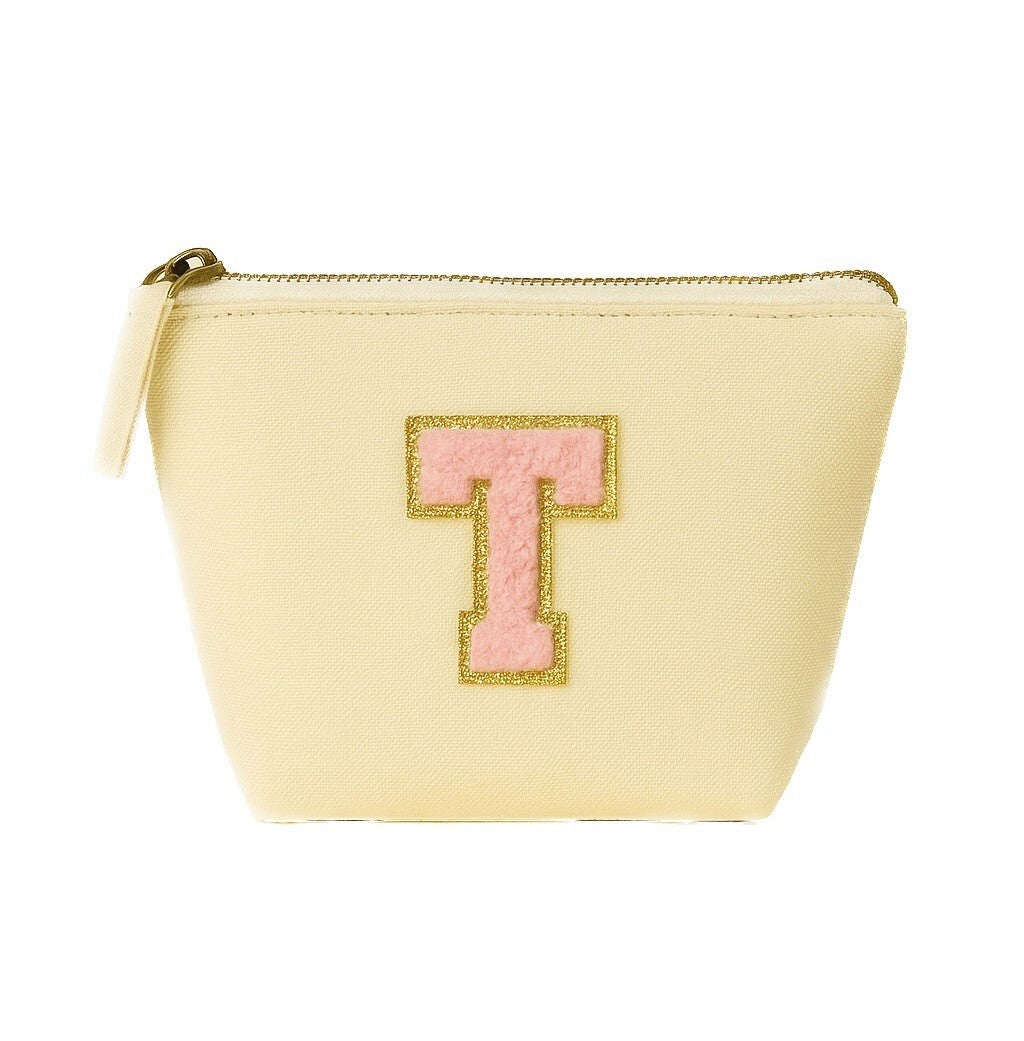 Kosmetiktasche S Beige • DIY Initiale Rosa A–Z zum Kleben • Reise & Geschenkidee