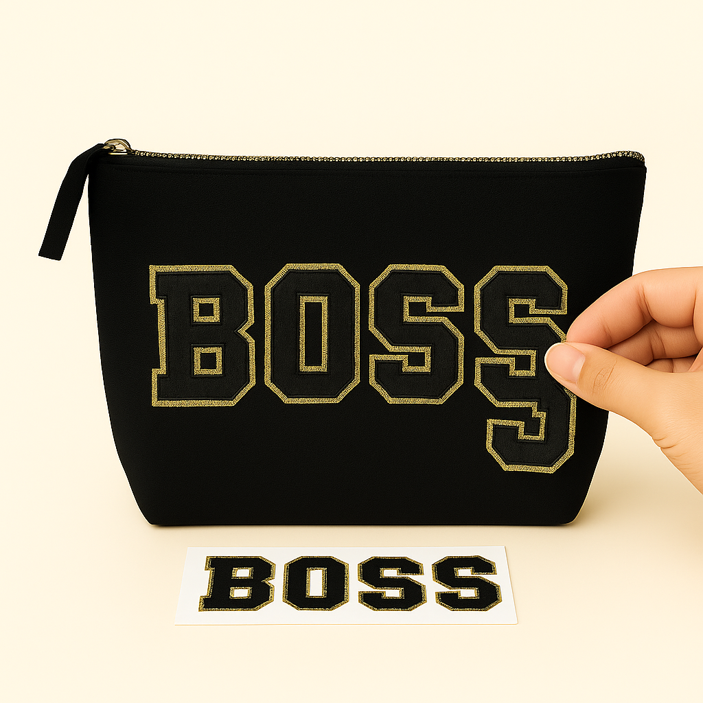 Kulturtasche mit Wunschtext Schwarz – DIY oder fertig – Queen/King/Mama/Papa/Set