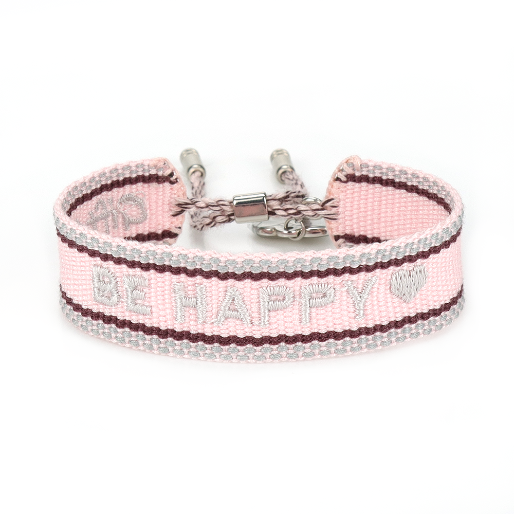 Gift4U Damen Armband Freundschaftsarmbänder "BE HAPPY" rosa blau