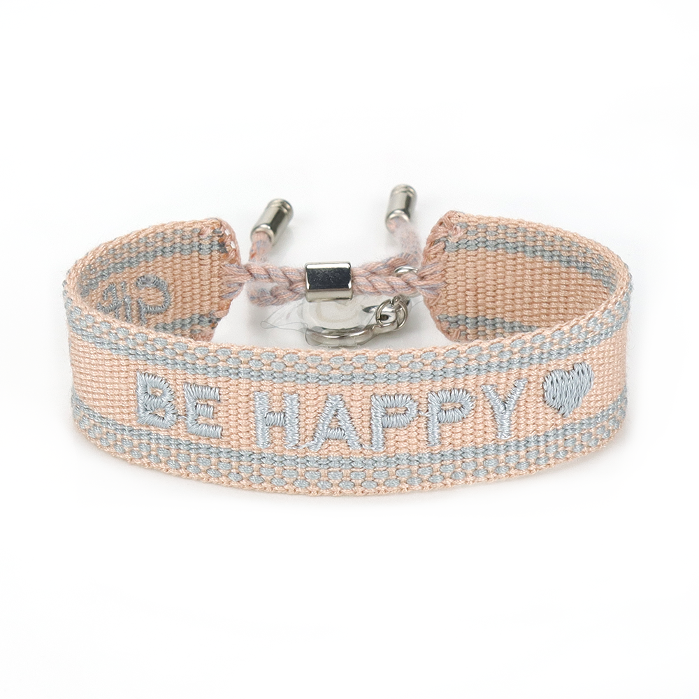 Gift4U Damen Armband Freundschaftsarmbänder "BE HAPPY" rosa blau